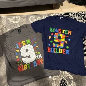 Lot of 2 Lego 9th Birthday T-Shirts sz M